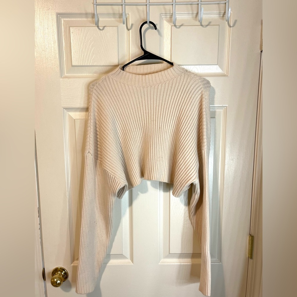 Mable Cream Crop Top Sweater